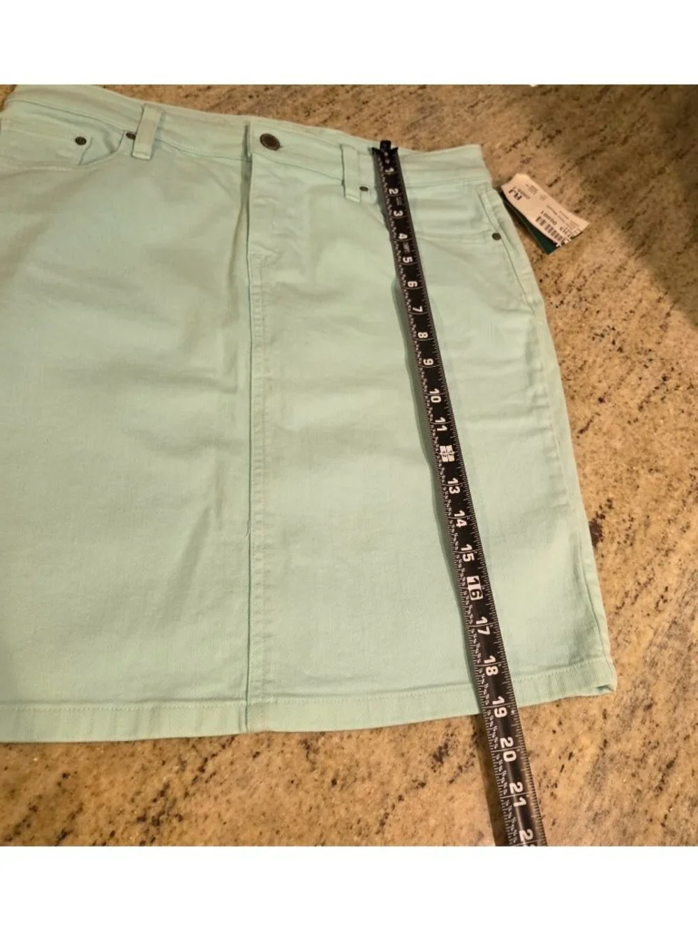 New! L.L. Bean Favorite Fit Jean Skirt Size 6 Petite Aqua Beach Glass Stretch